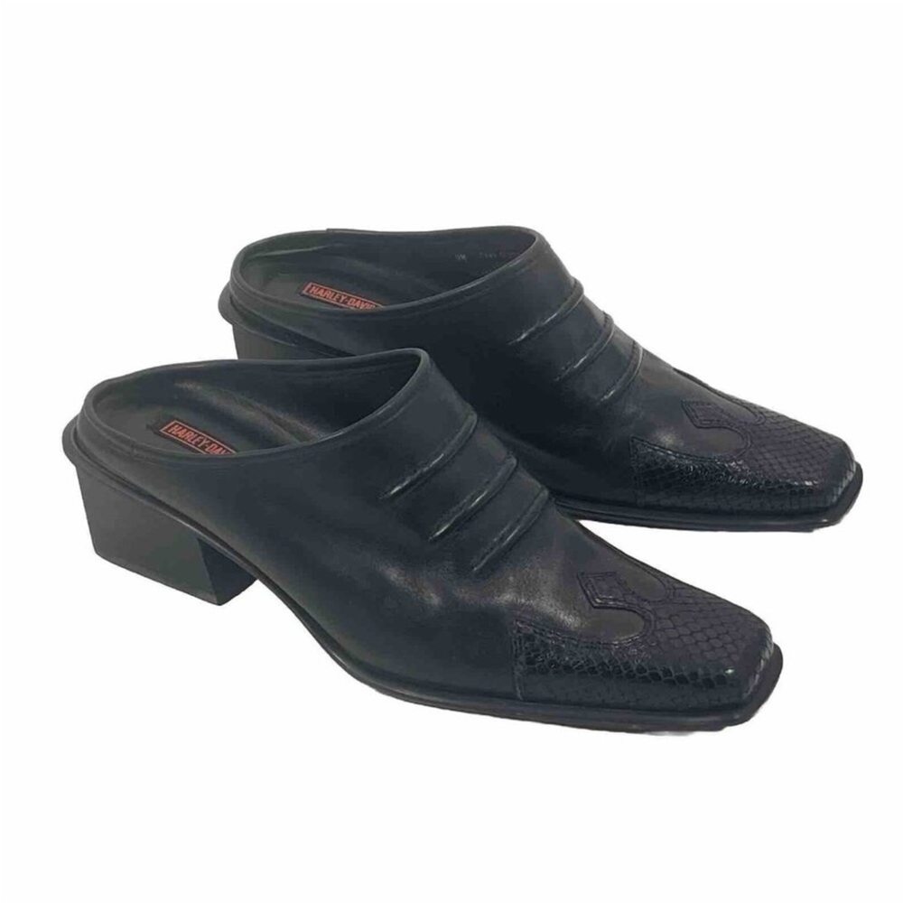 Harley-Davidson black leather Dawn slides / mules Size 8